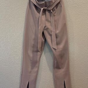 One by Chapter One Taupe Tie Front Ankle Pants with Slit